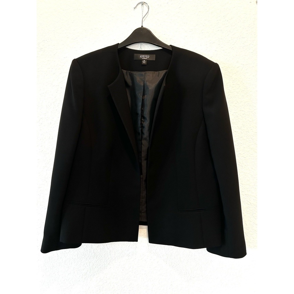 Kasper Women's Black Open Front Blazer Size 18 Career Business Office